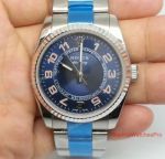 Copy Rolex Air king Watch Stainless Steel Blue Arabic Dial 36mm Mens Size